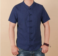 Load image into Gallery viewer, Men Shirt Fashion Chinese style Linen Slim Fit Casual Short Sleeves Shirt Camisa Social Business Dress Shirts