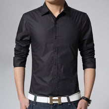 Load image into Gallery viewer, Men's Long Sleeve Fit Slim Shirt Plain White Army Green Dress Shirt