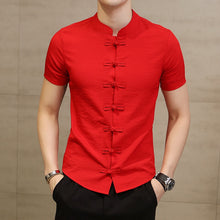 Load image into Gallery viewer, Men Shirt Fashion Chinese style Linen Slim Fit Casual Short Sleeves Shirt Camisa Social Business Dress Shirts