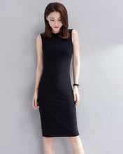 Load image into Gallery viewer, Black Sleeveless Dress Female Simple Dress Cotton
