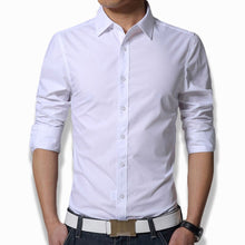 Load image into Gallery viewer, Men&#39;s Long Sleeve Fit Slim Shirt Plain White Army Green Dress Shirt

