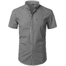 Load image into Gallery viewer, Small Plaid Shirt Men Summer Short Sleeve Cotton Mens Dress Shirts
