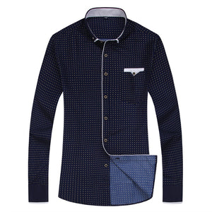 Men Fashion Casual Long Sleeved Printed shirt Slim Fit Male Social Business Dress Shirt Brand Men Clothing Soft Comfortable