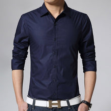 Load image into Gallery viewer, Men&#39;s Long Sleeve Fit Slim Shirt Plain White Army Green Dress Shirt
