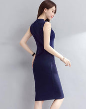 Load image into Gallery viewer, Black Sleeveless Dress Female Simple Dress Cotton
