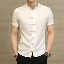 Load image into Gallery viewer, Men Shirt Fashion Chinese style Linen Slim Fit Casual Short Sleeves Shirt Camisa Social Business Dress Shirts
