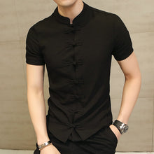 Load image into Gallery viewer, Men Shirt Fashion Chinese style Linen Slim Fit Casual Short Sleeves Shirt Camisa Social Business Dress Shirts
