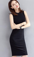 Load image into Gallery viewer, Black Sleeveless Dress Female Simple Dress Cotton
