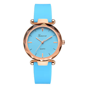 Fashion ladies wrist watches Round glass silicone strap wrist watch