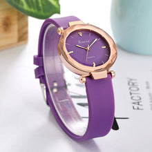 Load image into Gallery viewer, Fashion ladies wrist watches Round glass silicone strap wrist watch
